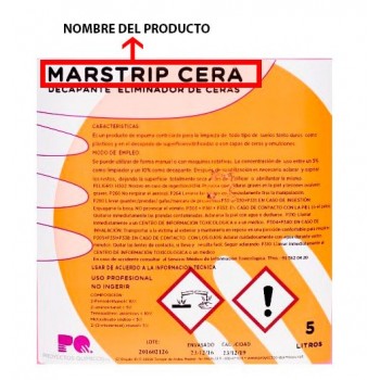 Etiqueta adesiva química da marca PQ